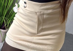 Short pollera brillo beige